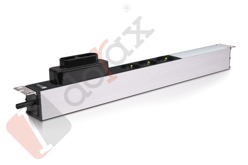 19'' 1U 3'lü Schuko Soket 1,8 Mt Kablolu Grup Priz-16A Sigortalı (DR-7951-3F)