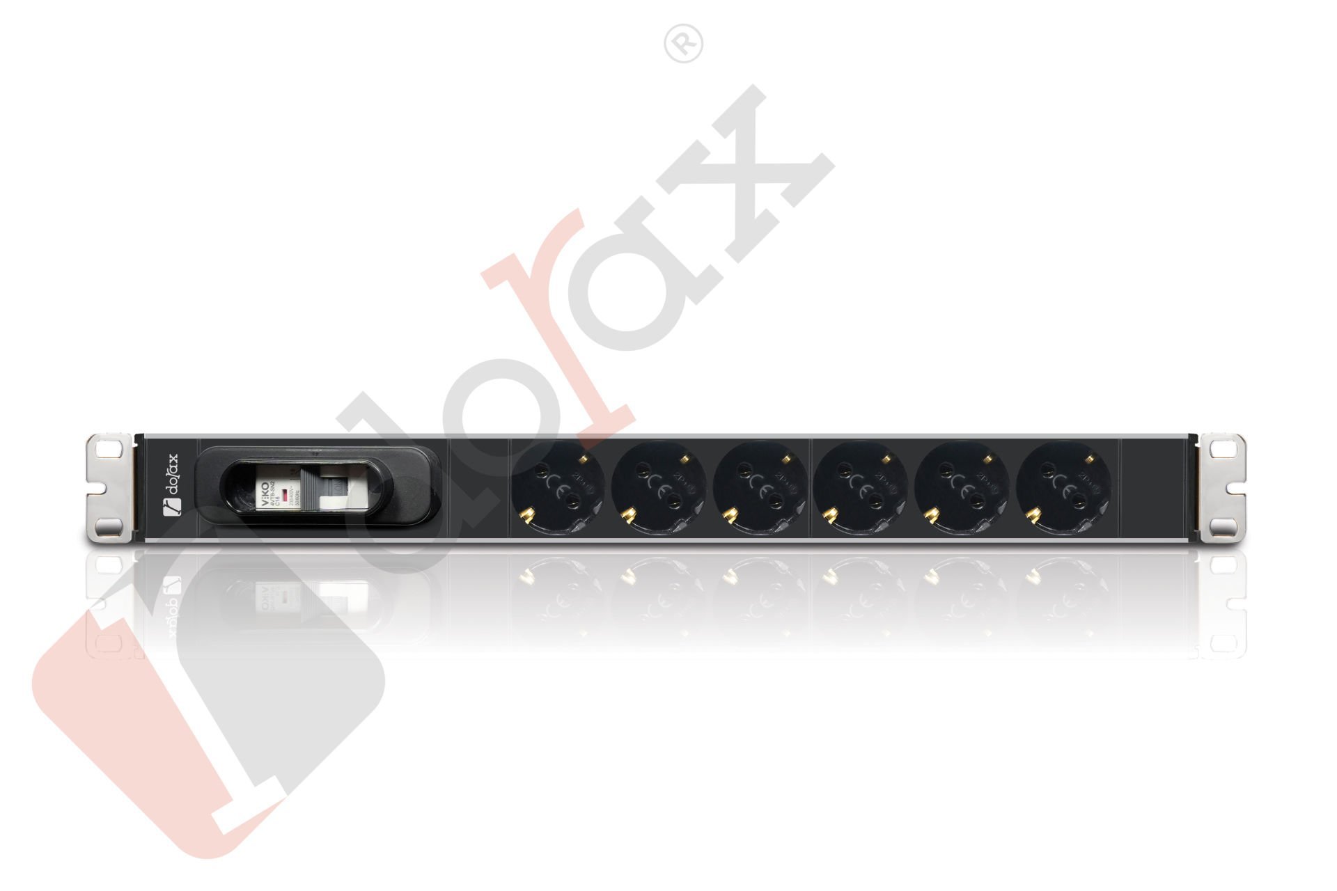 19'' 1U 6'lı Schuko Soket 1,8 Mt Kablolu Grup Priz-16A Sigortalı (DR-7951-6F)