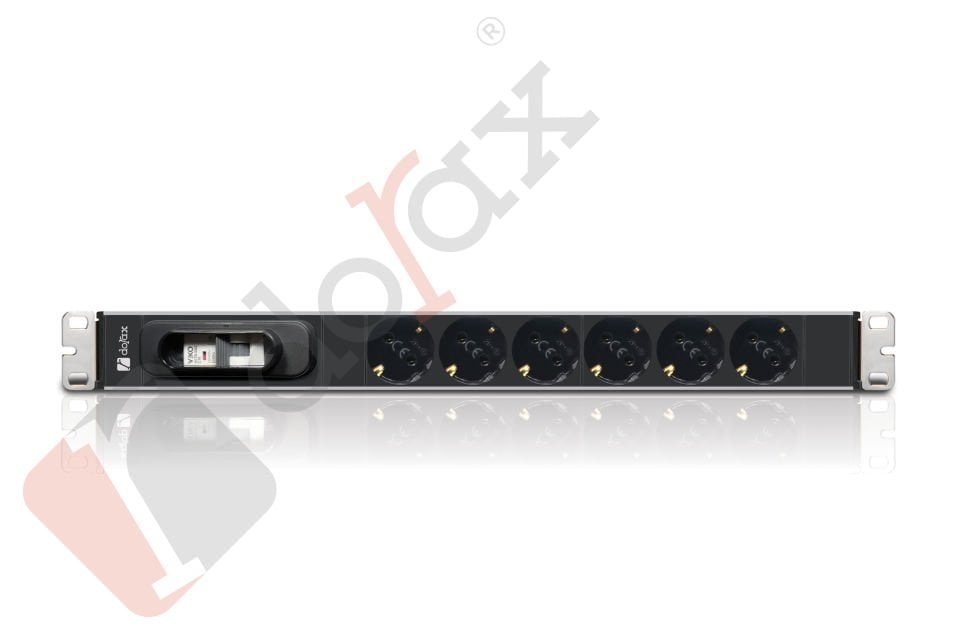 19'' 1U 6'lı Schuko Soket 1,8 Mt Kablolu Grup Priz-16A Sigortalı (DR-7951-6F)