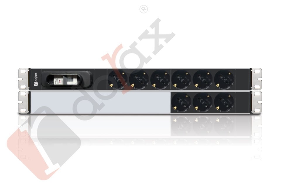 19'' 2U 9'lu Schuko Soket 1,8 Mt Kablolu Grup Priz-16A Sigortalı (DR-7951-9F)