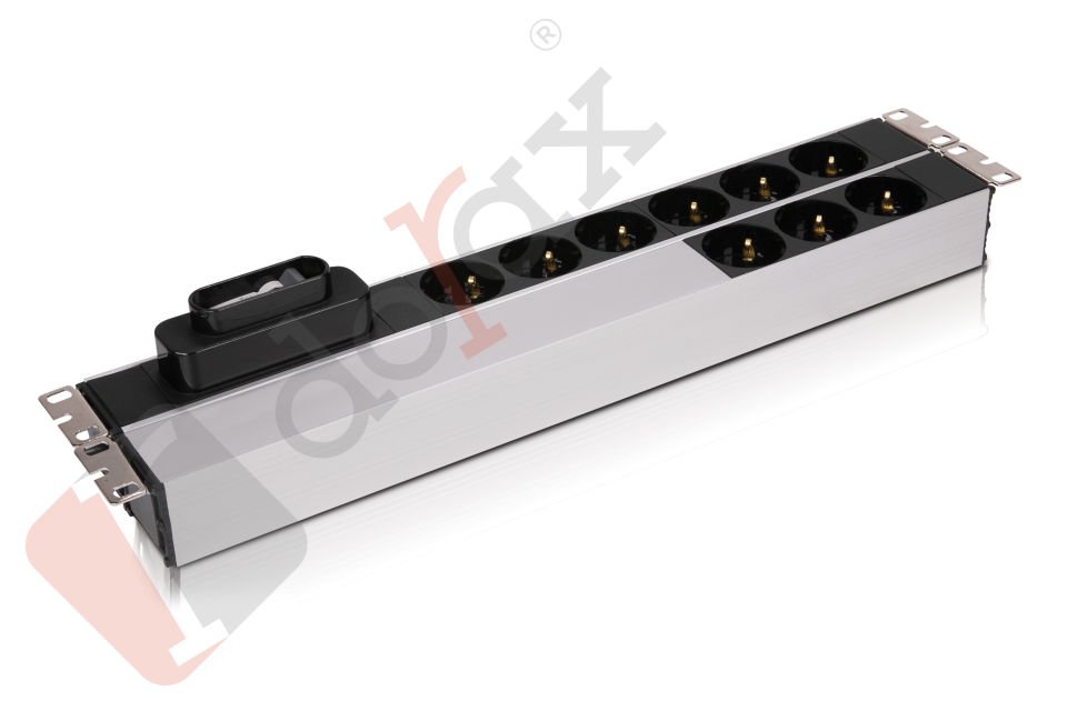 19'' 2U 9'lu Schuko Soket 1,8 Mt Kablolu Grup Priz-16A Sigortalı (DR-7951-9F)