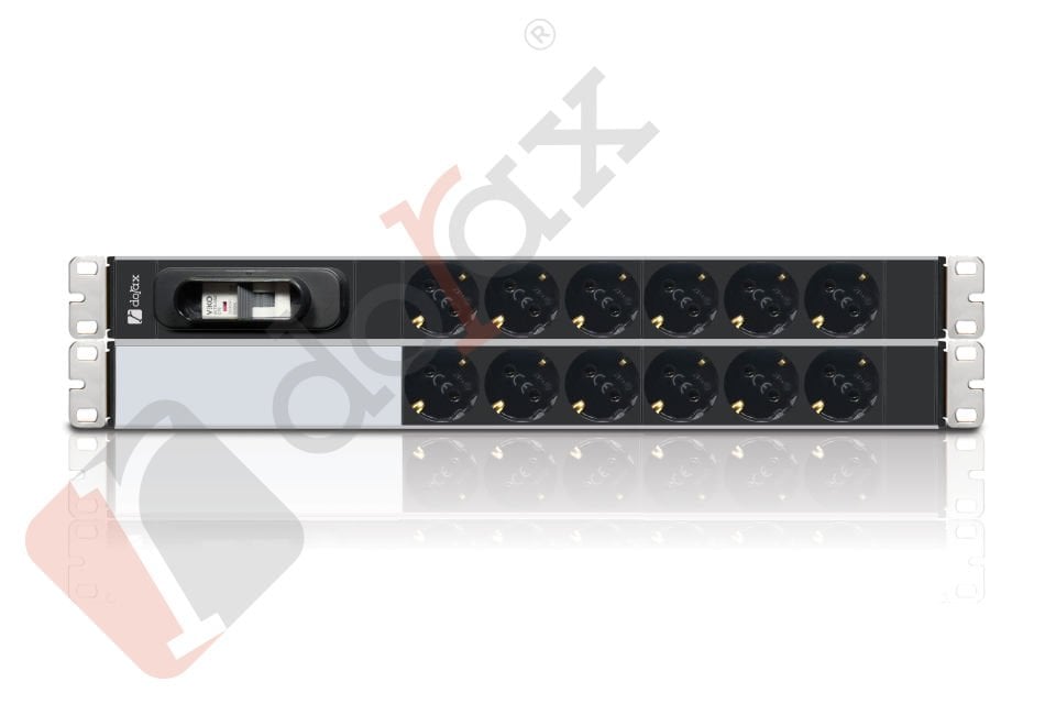 19'' 2U 12'li Schuko Soket 1,8 Mt Kablolu Grup Priz-16A Sigortalı (DR-7951-12F)