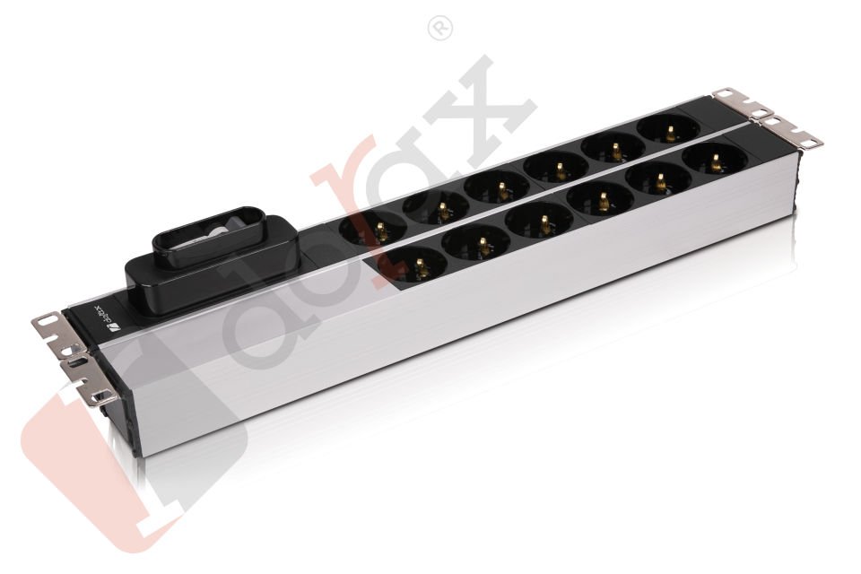 19'' 2U 12'li Schuko Soket 1,8 Mt Kablolu Grup Priz-16A Sigortalı (DR-7951-12F)
