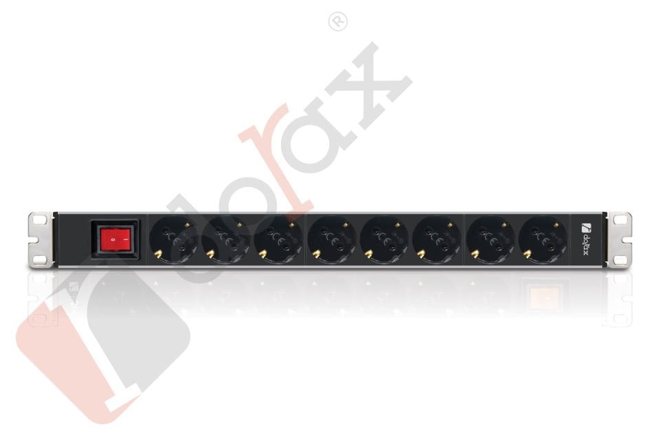 19'' 1U 8'li Schuko Soket 1,8 Mt Kablolu Grup Priz-On/Off Anahtarlı (DR-7951-8S)