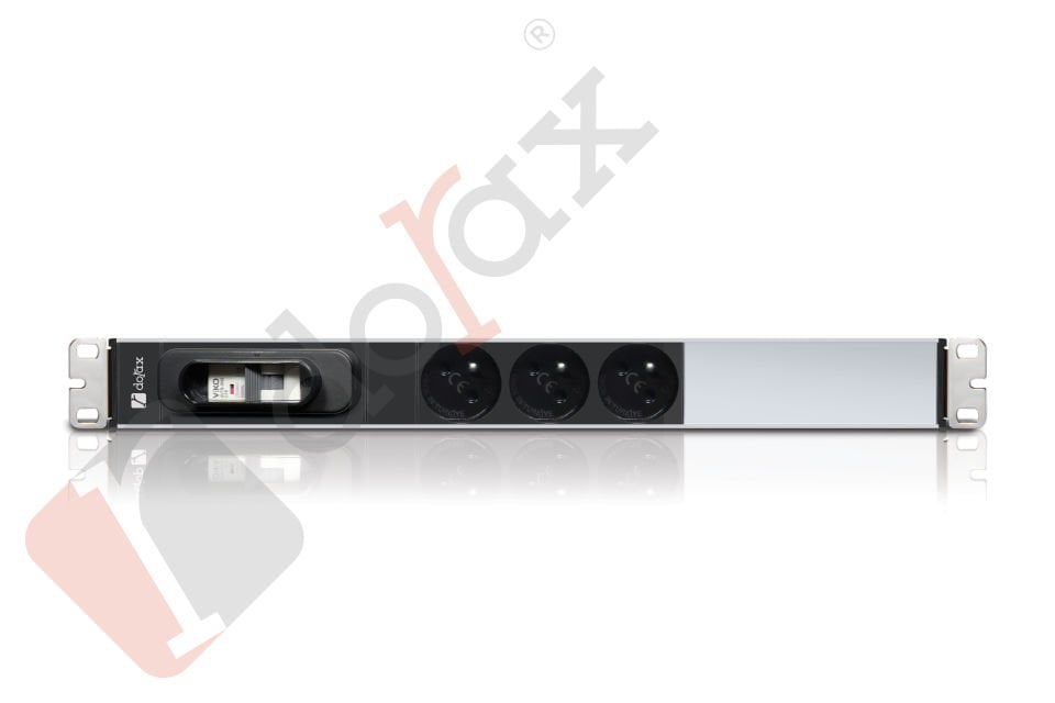19'' 1U 3'lü Fransız (UPS) Soket 1,8 Mt Kablolu Grup Priz-16A Sigortalı (DR-7951-3FU)