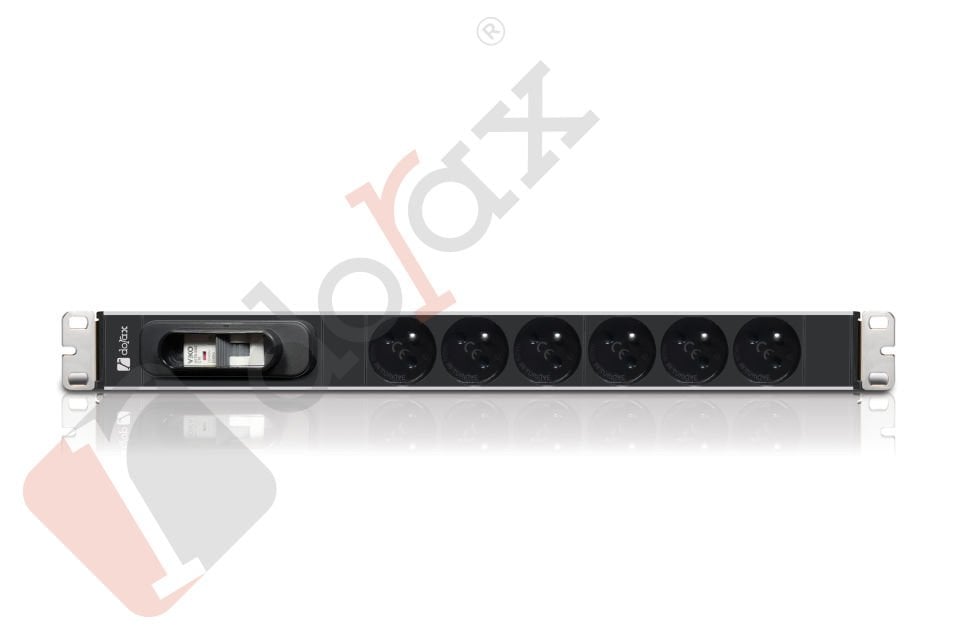 19'' 1U 6'lı Fransız (UPS) Soket 1,8 Mt Kablolu Grup Priz-16A Sigortalı (DR-7951-6FU)