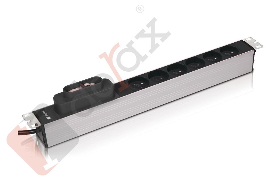 19'' 1U 6'lı Fransız (UPS) Soket 1,8 Mt Kablolu Grup Priz-16A Sigortalı (DR-7951-6FU)