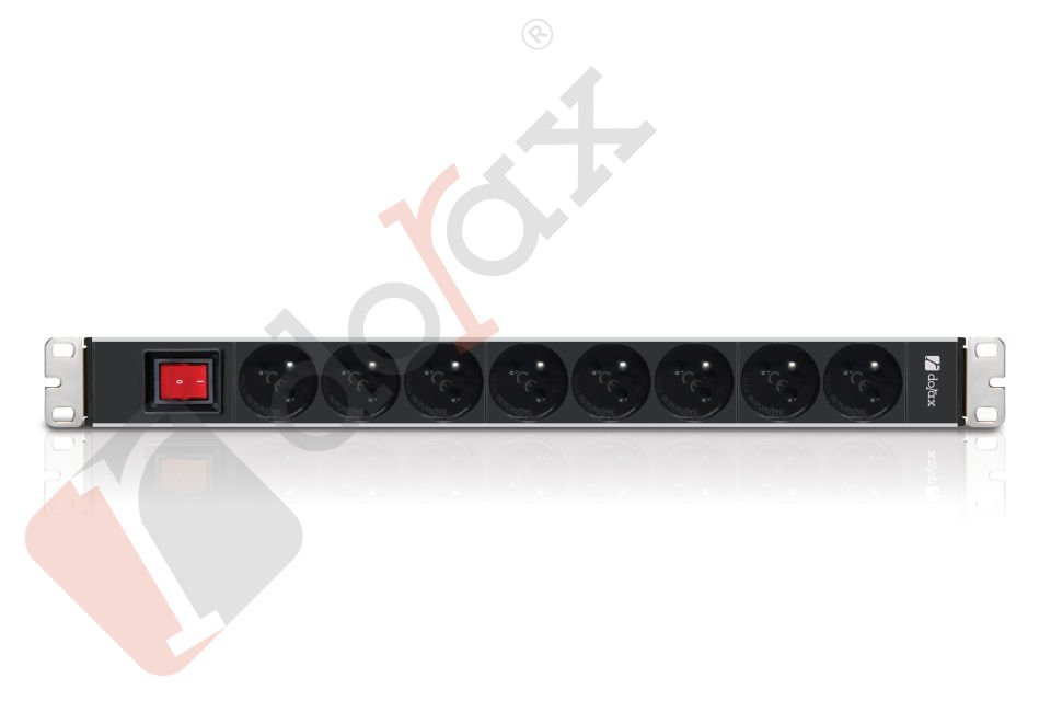 19'' 1U 8'li Fransız (UPS) Soket 1,8 Mt Kablolu Grup Priz-On/Off Anahtarlı (DR-7951-8SU)