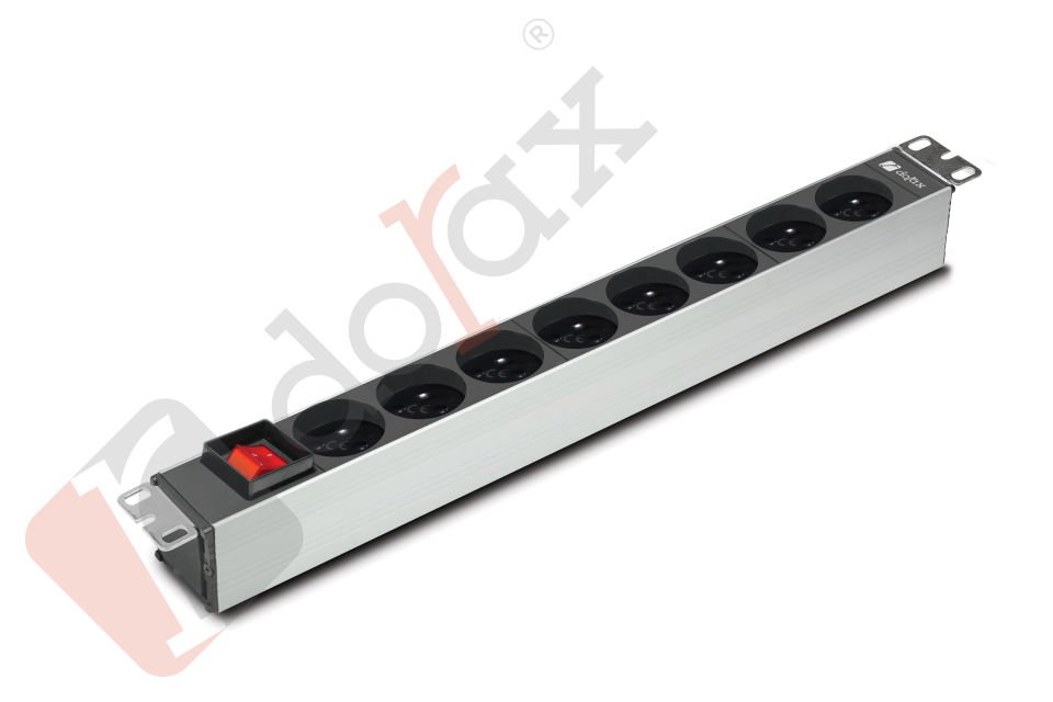 19'' 1U 8'li Fransız (UPS) Soket 1,8 Mt Kablolu Grup Priz-On/Off Anahtarlı (DR-7951-8SU)