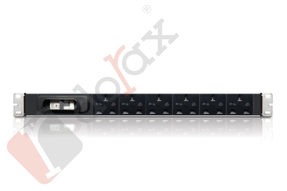 19'' 1U 6'lı İngiliz (UK) Soket 1,8 Mt Kablolu Grup Priz-16A Sigortalı (DR-7951-6UKF)
