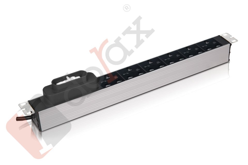 19'' 1U 6'lı İngiliz (UK) Soket 1,8 Mt Kablolu Grup Priz-16A Sigortalı (DR-7951-6UKF)