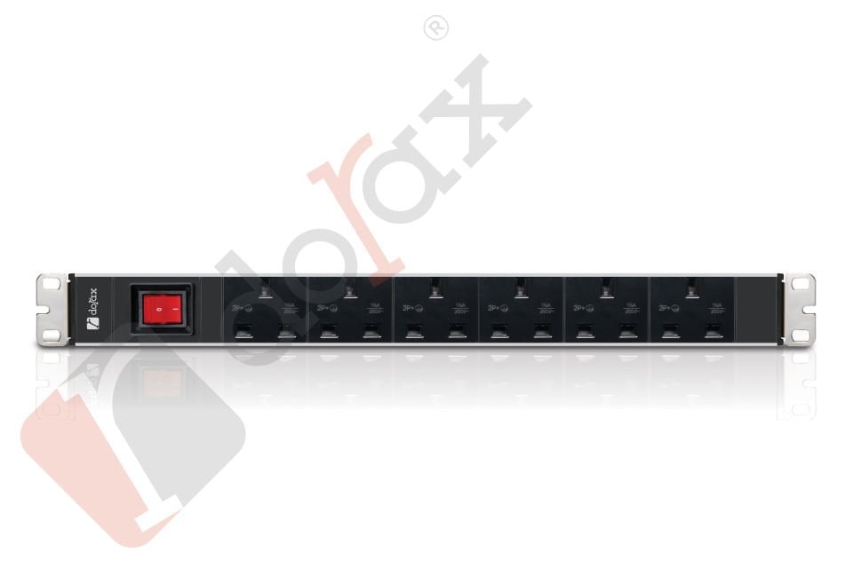 19'' 1U 6'lı İngiliz (UK) Soket 1,8 Mt Kablolu Grup Priz-On/Off Anahtarlı (DR-7951-6UKS)