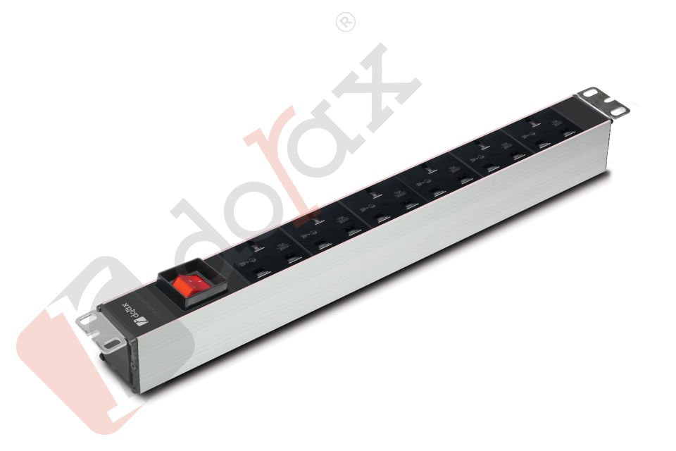 19'' 1U 6'lı İngiliz (UK) Soket 1,8 Mt Kablolu Grup Priz-On/Off Anahtarlı (DR-7951-6UKS)