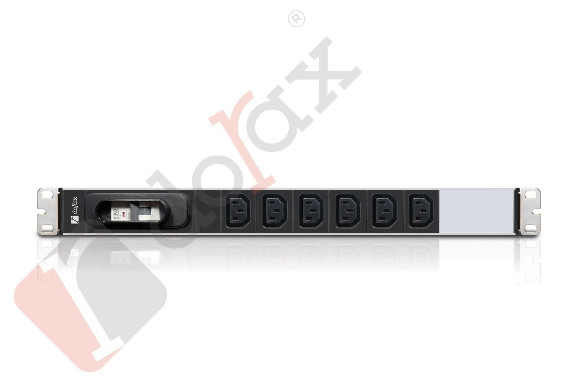 19'' 1U 6'lı C13 Soket 1,8 Mt Kablolu Grup Priz-16A Sigortalı (DR-7951-6CF)