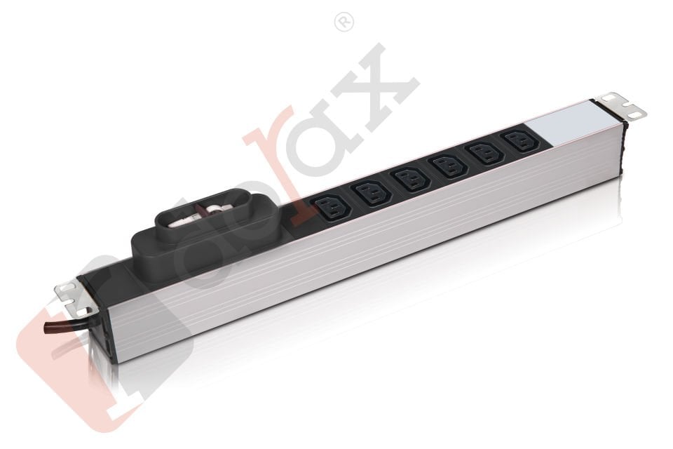 19'' 1U 6'lı C13 Soket 1,8 Mt Kablolu Grup Priz-16A Sigortalı (DR-7951-6CF)