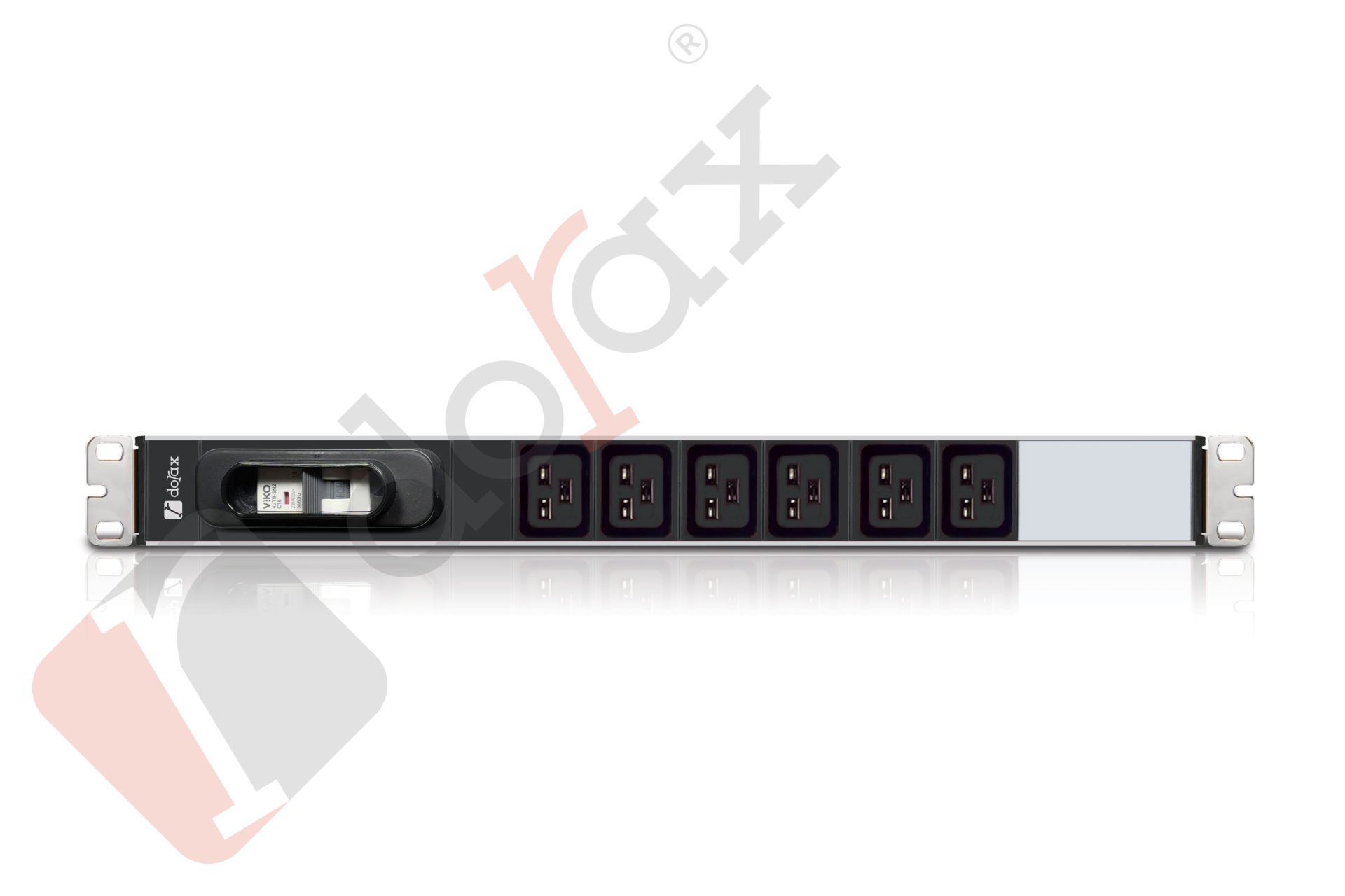 19'' 1U 6'lı C19 Soket 1,8 Mt Kablolu Grup Priz-16A Sigortalı (DR-7951-6DF)