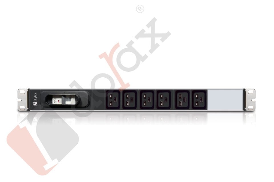 19'' 1U 6'lı C19 Soket 1,8 Mt Kablolu Grup Priz-16A Sigortalı (DR-7951-6DF)
