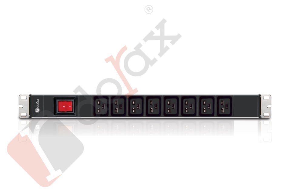 19'' 1U 8'li C19 Soket 1,8 Mt Kablolu Grup Priz-On/Off Anahtarlı (DR-7951-8DS)