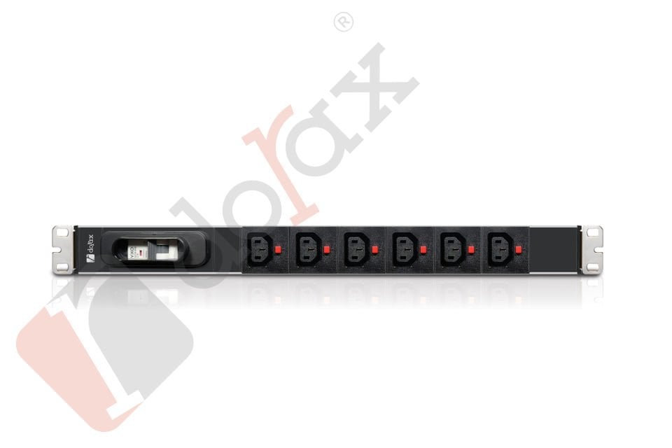 19'' 1U 6'lı Kilitli C13 Soket 1,8 Mt Kablolu Grup Priz-16A Sigortalı (DR-7951-6KCF)