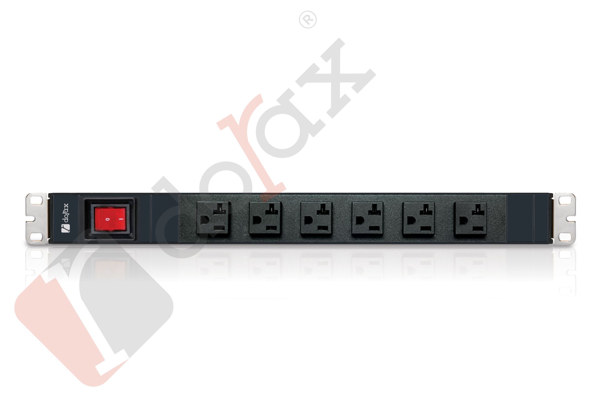 19'' 1U 6'lı Nema 5-20 Soket 1,8 Mt Kablolu Grup Priz-On/Off Anahtarlı (DR-7951-6NMS-S)