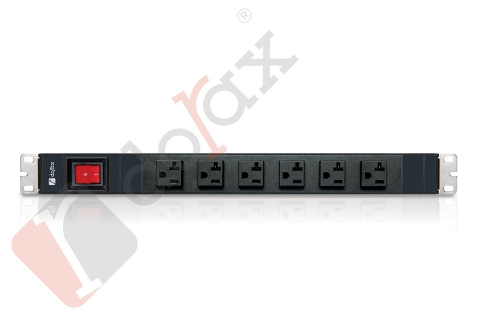 19'' 1U 6'lı Nema 5-20 Soket 1,8 Mt Kablolu Grup Priz-On/Off Anahtarlı (DR-7951-6NMS-S)