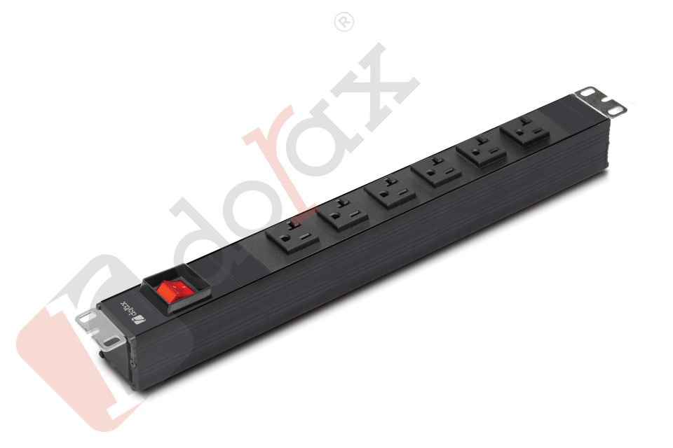 19'' 1U 6'lı Nema 5-20 Soket 1,8 Mt Kablolu Grup Priz-On/Off Anahtarlı (DR-7951-6NMS-S)