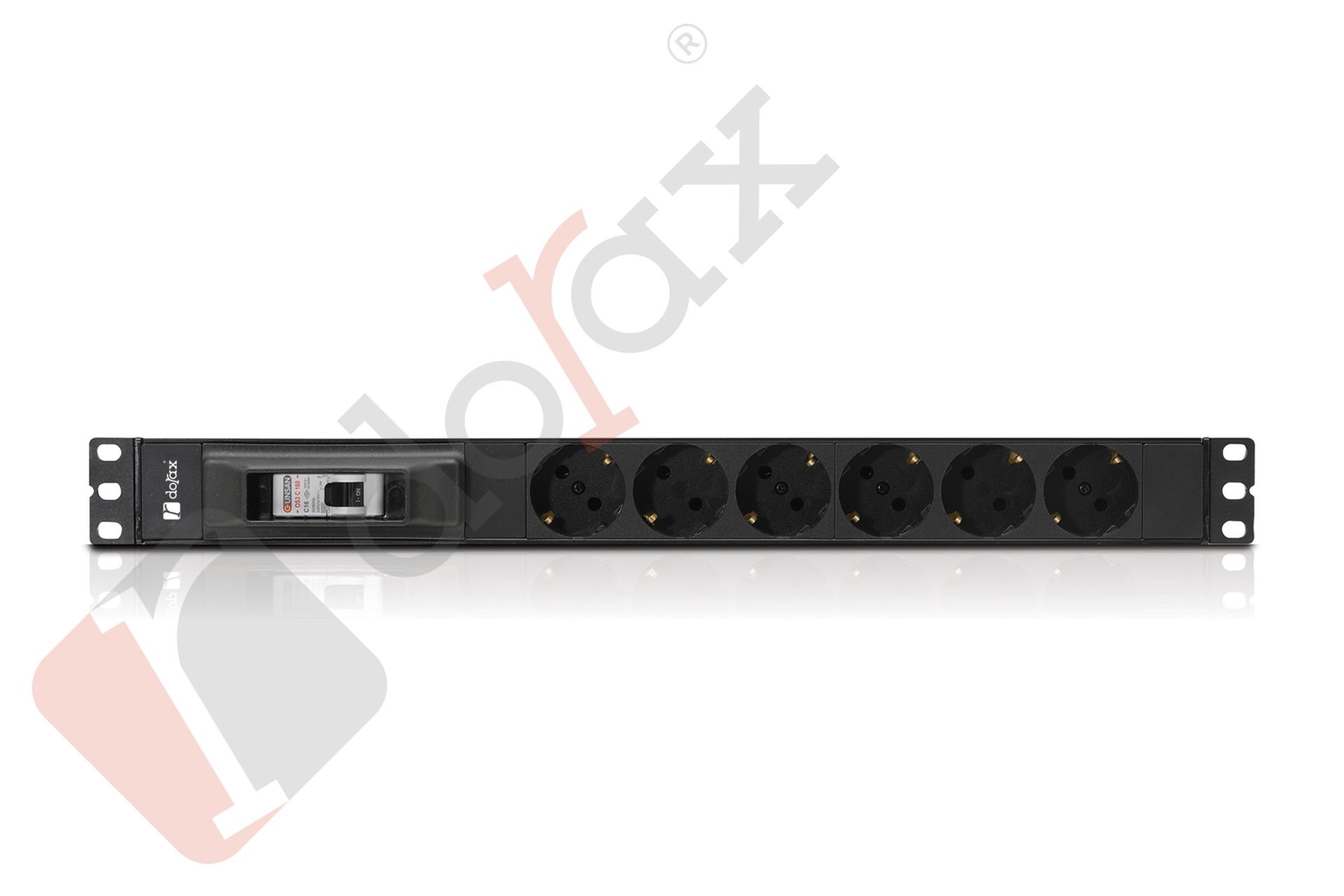 19'' 1U EKO 6'lı Schuko Soket 1,5 Mt Kablolu Grup Priz-16A Sigortalı  (DRE-7951-6F-S)
