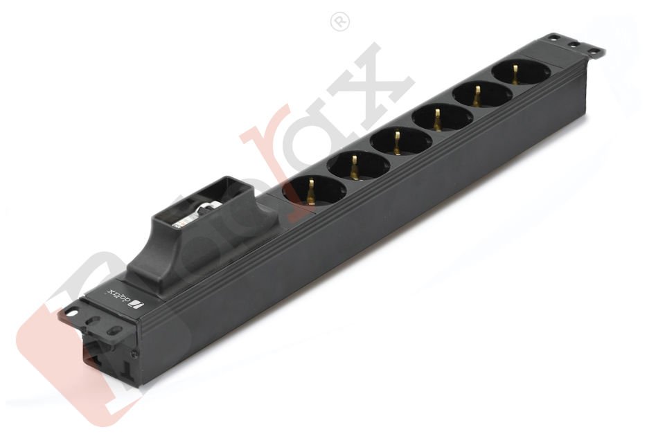 19'' 1U EKO 6'lı Schuko Soket 1,5 Mt Kablolu Grup Priz-16A Sigortalı  (DRE-7951-6F-S)