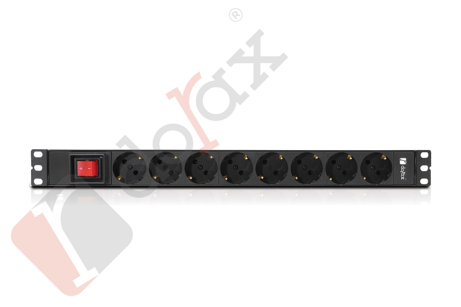 19'' 1U EKO 8'li Schuko Soket 1,5 Mt Kablolu Grup Priz-On/Off Anahtarlı (DRE-7951-8A-S)