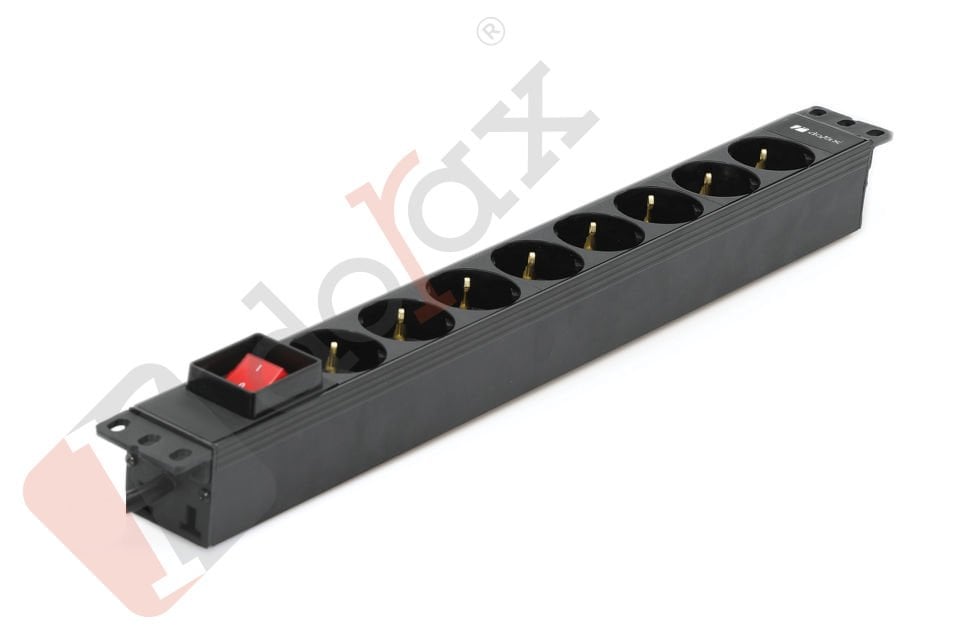 19'' 1U EKO 8'li Schuko Soket 1,5 Mt Kablolu Grup Priz-On/Off Anahtarlı (DRE-7951-8A-S)