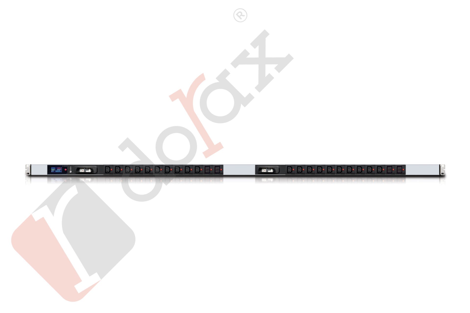 42U 20xKilitli C13 4xKilitli C19 Soket 2 Mt Kablolu Cee Norm Fişli Grup Priz-2x16A Sigortalı ve Multimetreli
